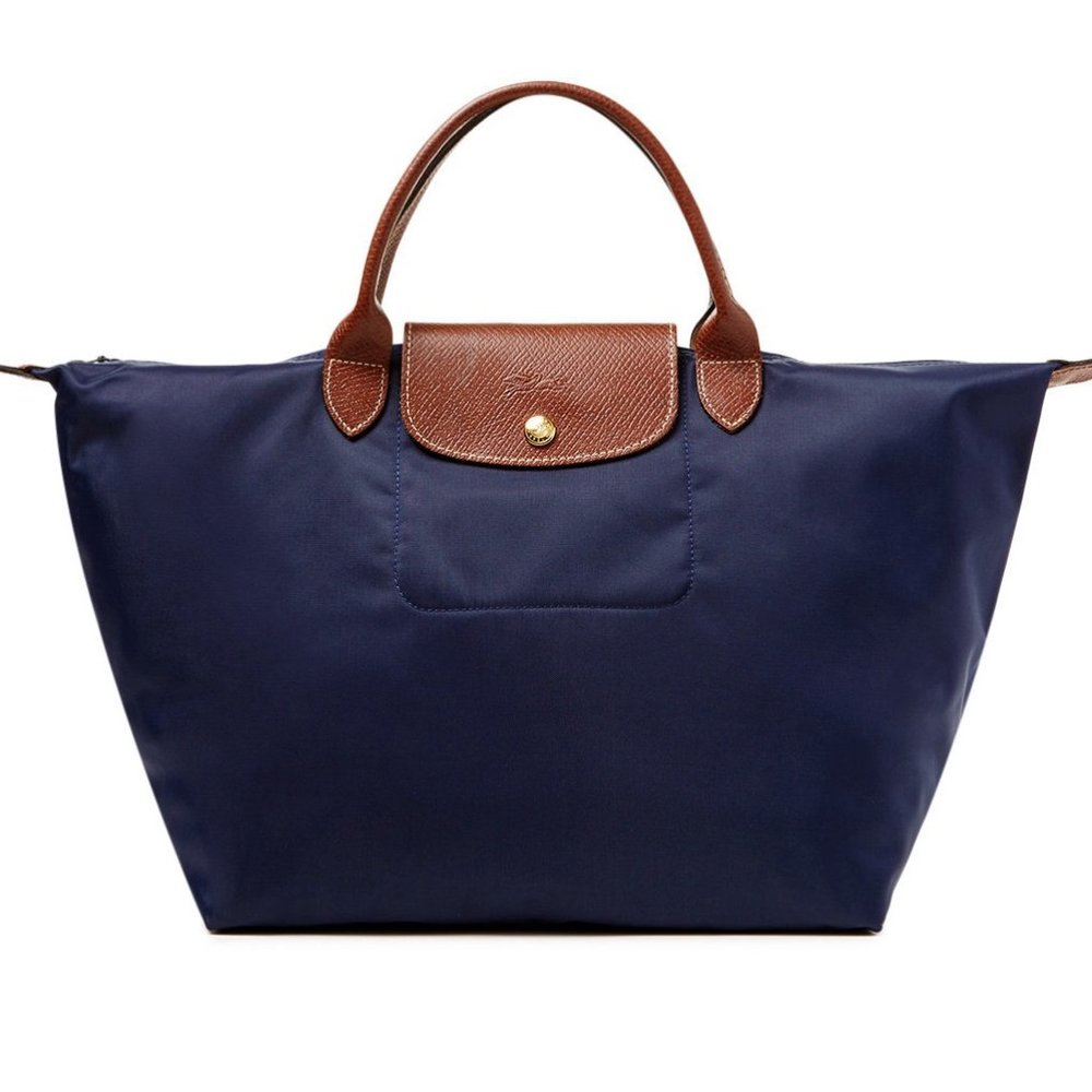 ❤️ NWT LONGCHAMP Le Pliage Type M Medium Short Handle Tote NAVY Blue Authentic